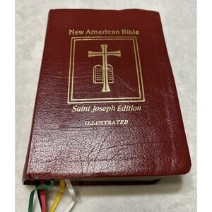 New American Bible Saint Joseph Edition Illustrated Vintage Leather Red Catholic